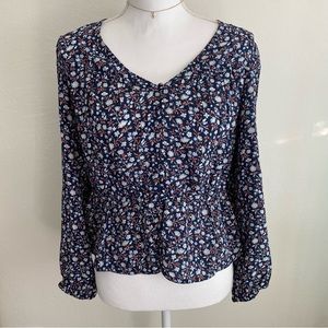 Madewell floral long sleeve blouse